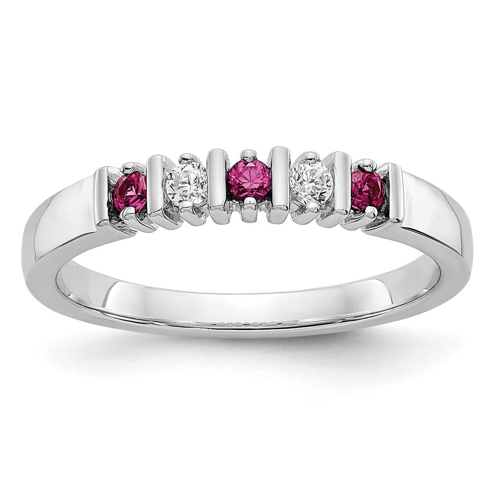 14K Weißgold Ehering mit natürlichen Diamanten und Rubinen