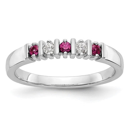 14K Weißgold Ehering mit natürlichen Diamanten und Rubinen