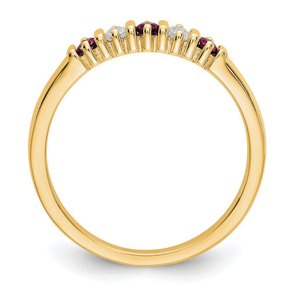 14K Gelbgold Ehering mit natürlichem Diamant und Rubin