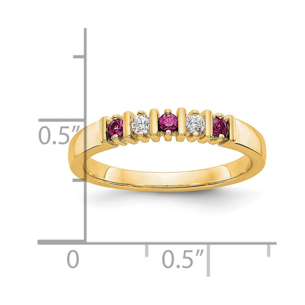 14K Gelbgold Echt Diamant mit Rubin Ring