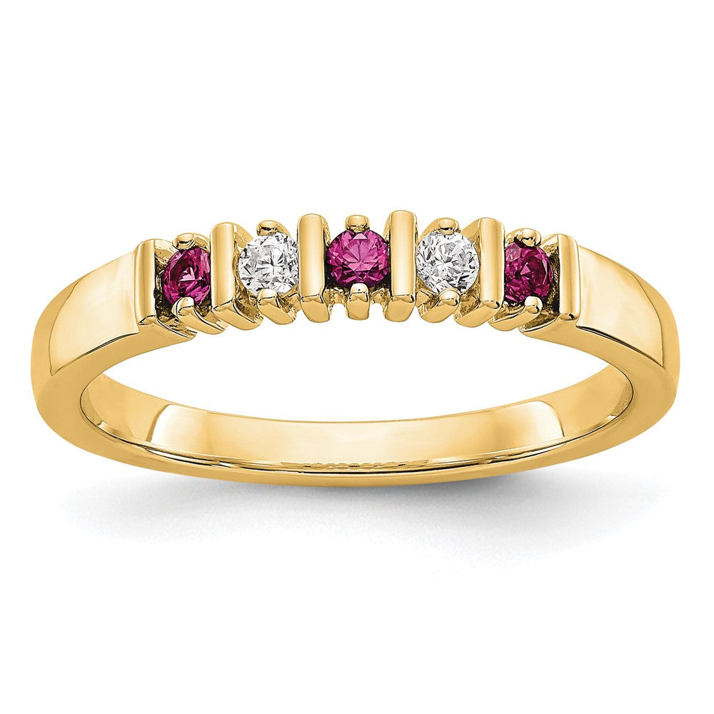 14K Gelbgold Echt Diamant mit Rubin Ring