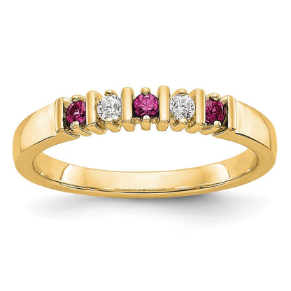 14K Gelbgold Echt Diamant mit Rubin Ring
