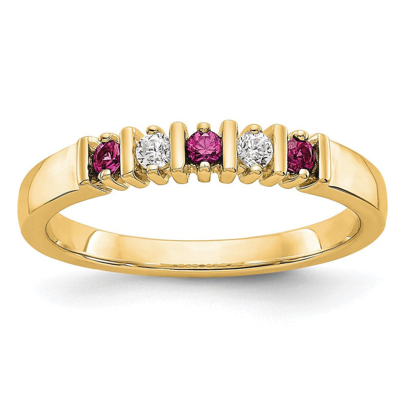 14K Gelbgold Echt Diamant mit Rubin Ring