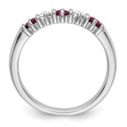 14K Weißgold Ring mit natürlichen Diamanten und Rubinen