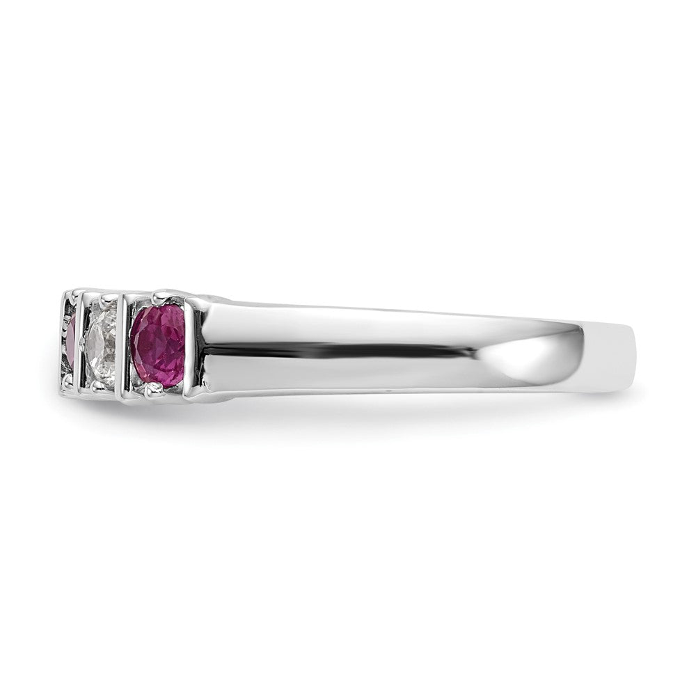 14K Weißgold Ring mit natürlichen Diamanten und Rubinen
