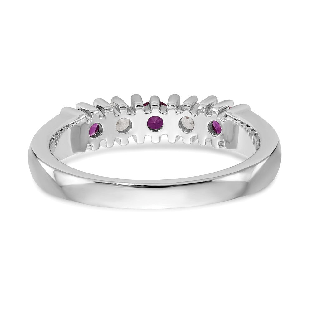 14K Weißgold Ring mit natürlichen Diamanten und Rubinen