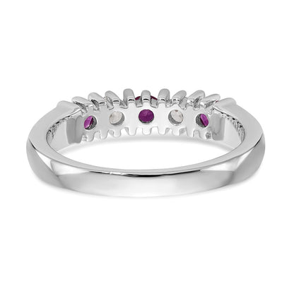 14K Weißgold Ring mit natürlichen Diamanten und Rubinen