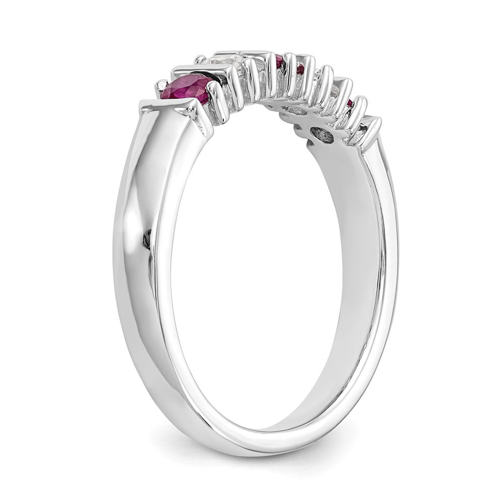 14K Weißgold Ring mit natürlichen Diamanten und Rubinen