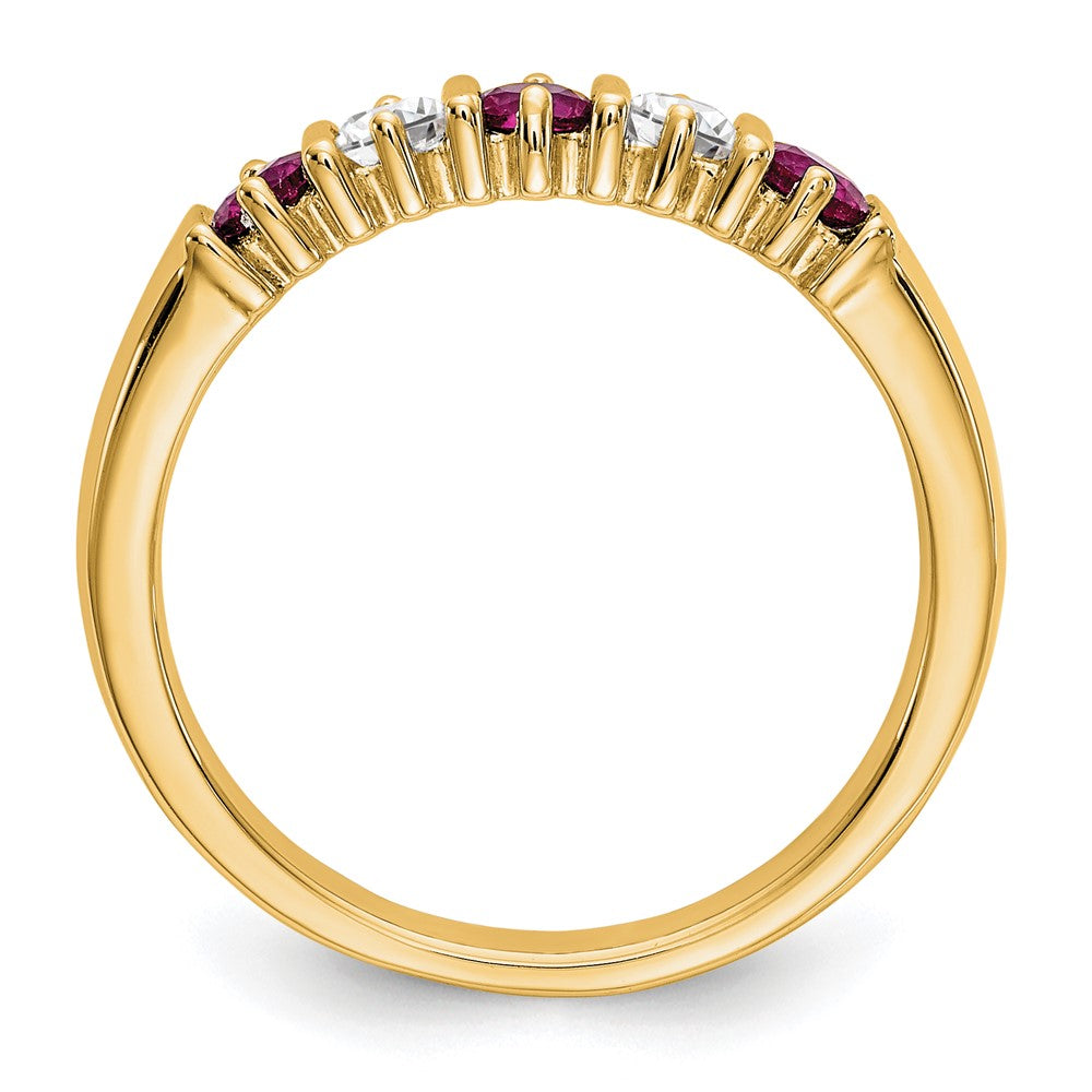 14K Gelbgold Echt Diamant mit Rubin Ring