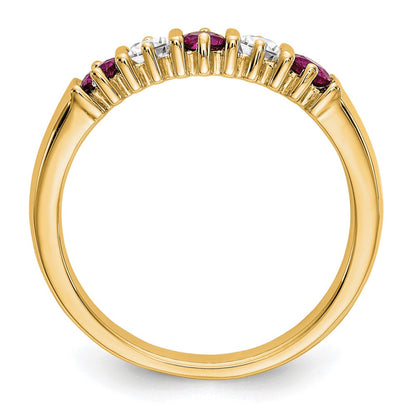 14K Gelbgold Echt Diamant mit Rubin Ring