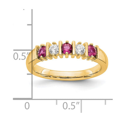 14K Gelbgold Echt Diamant mit Rubin Ring