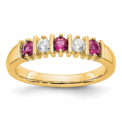 14K Gelbgold Echt Diamant mit Rubin Ring