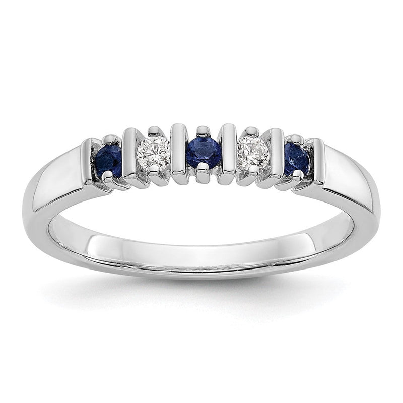 14K Weißgold Ring mit natürlichen Diamanten und Saphiren