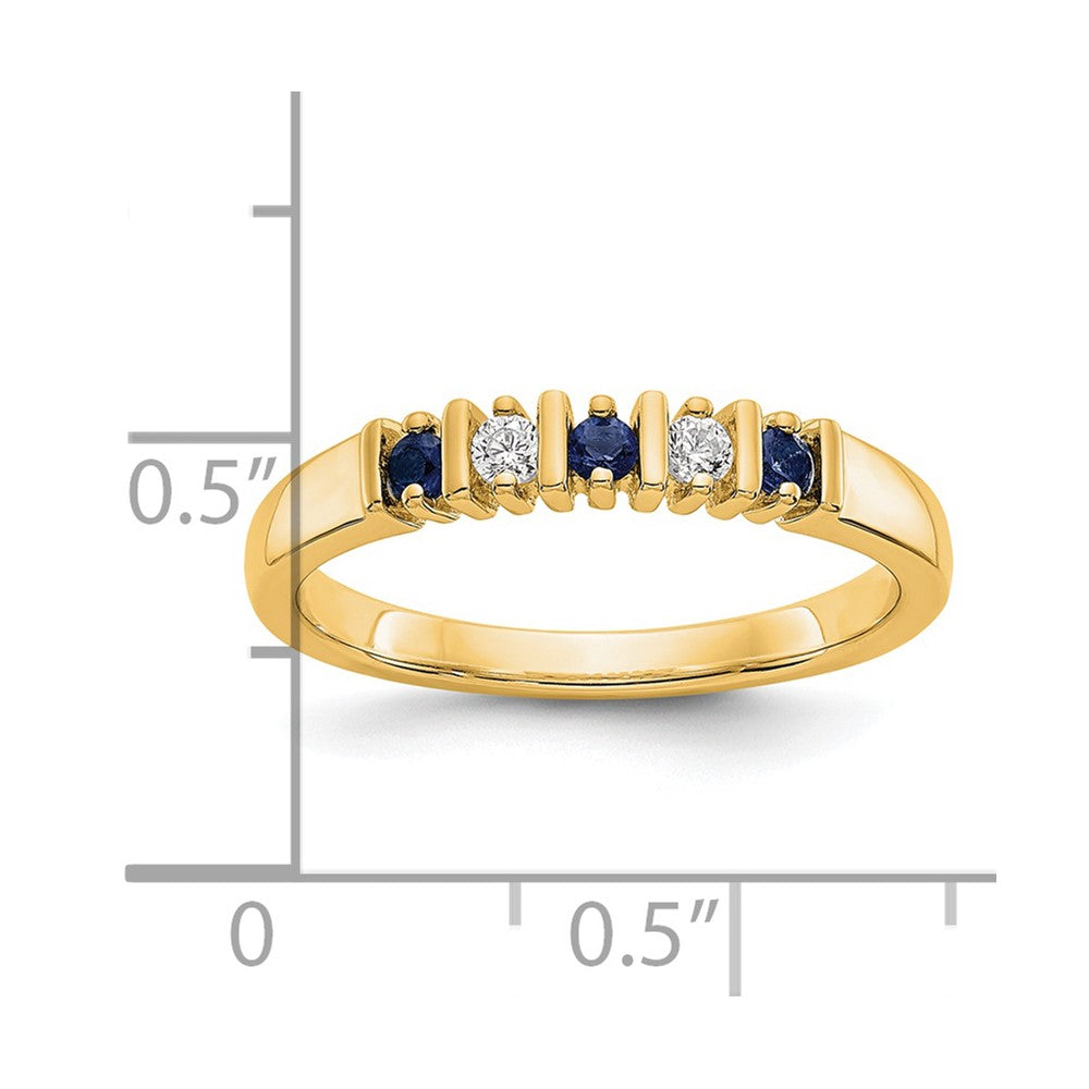 14K Gelbgold Echt Diamant mit Saphir Ring