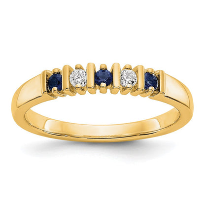 14K Gelbgold Echt Diamant mit Saphir Ring