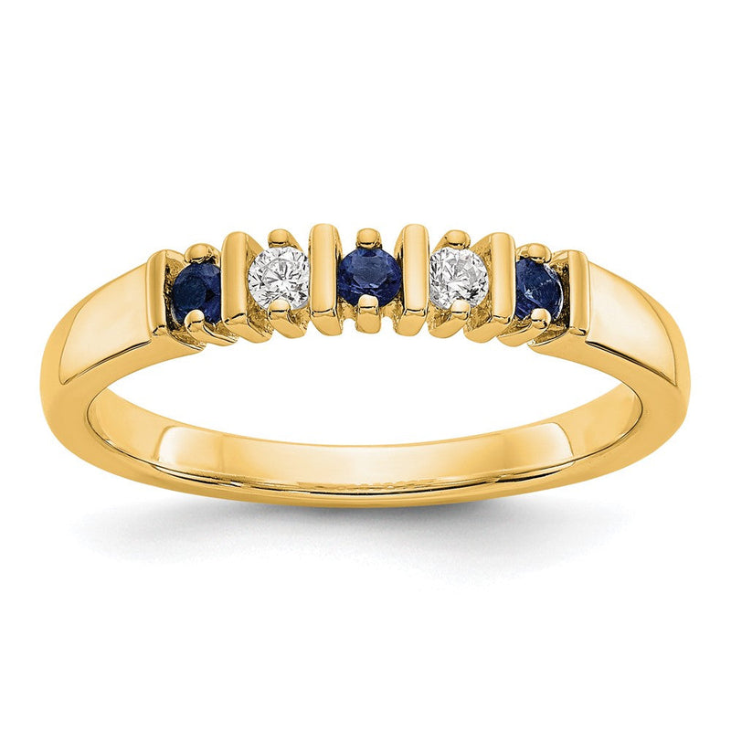 14K Gelbgold Echt Diamant mit Saphir Ring