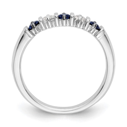 14K Weißgold Echt Diamant mit Saphir Ring