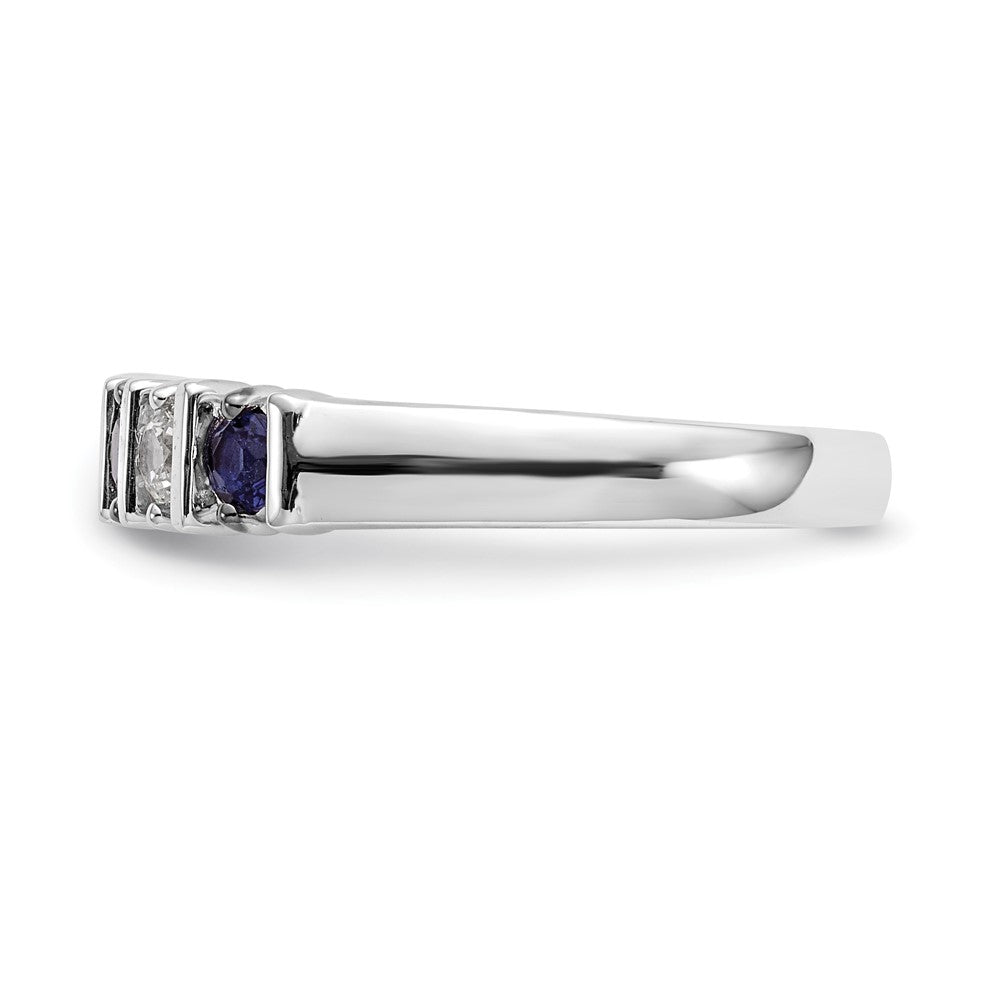 14K Weißgold Echt Diamant mit Saphir Ring