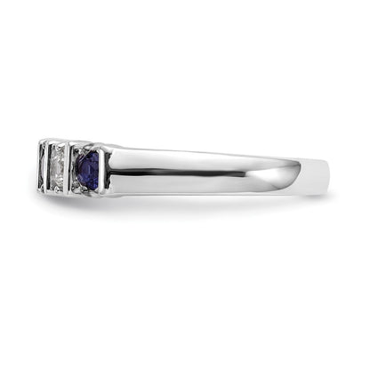 14K Weißgold Echt Diamant mit Saphir Ring