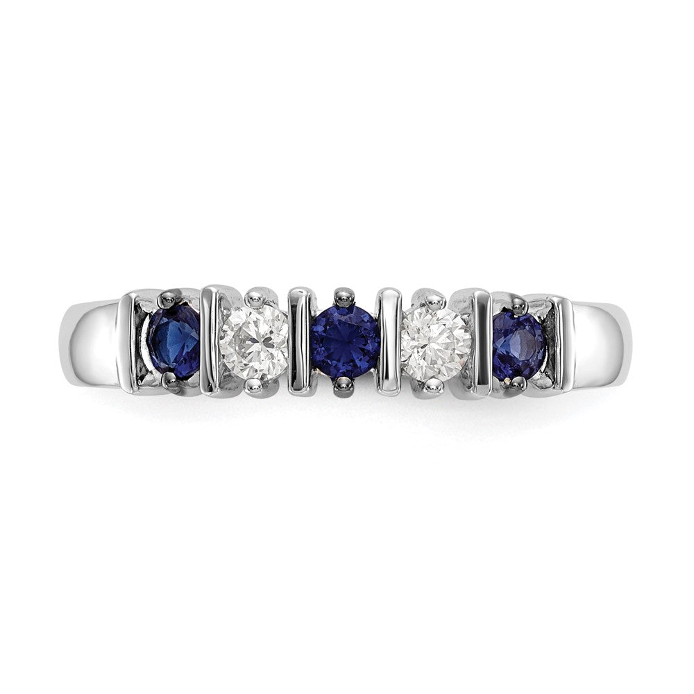 14K Weißgold Echt Diamant mit Saphir Ring