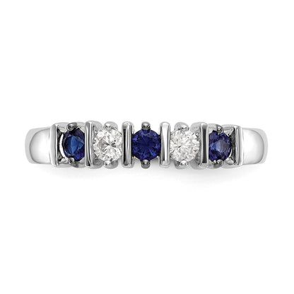 14K Weißgold Echt Diamant mit Saphir Ring