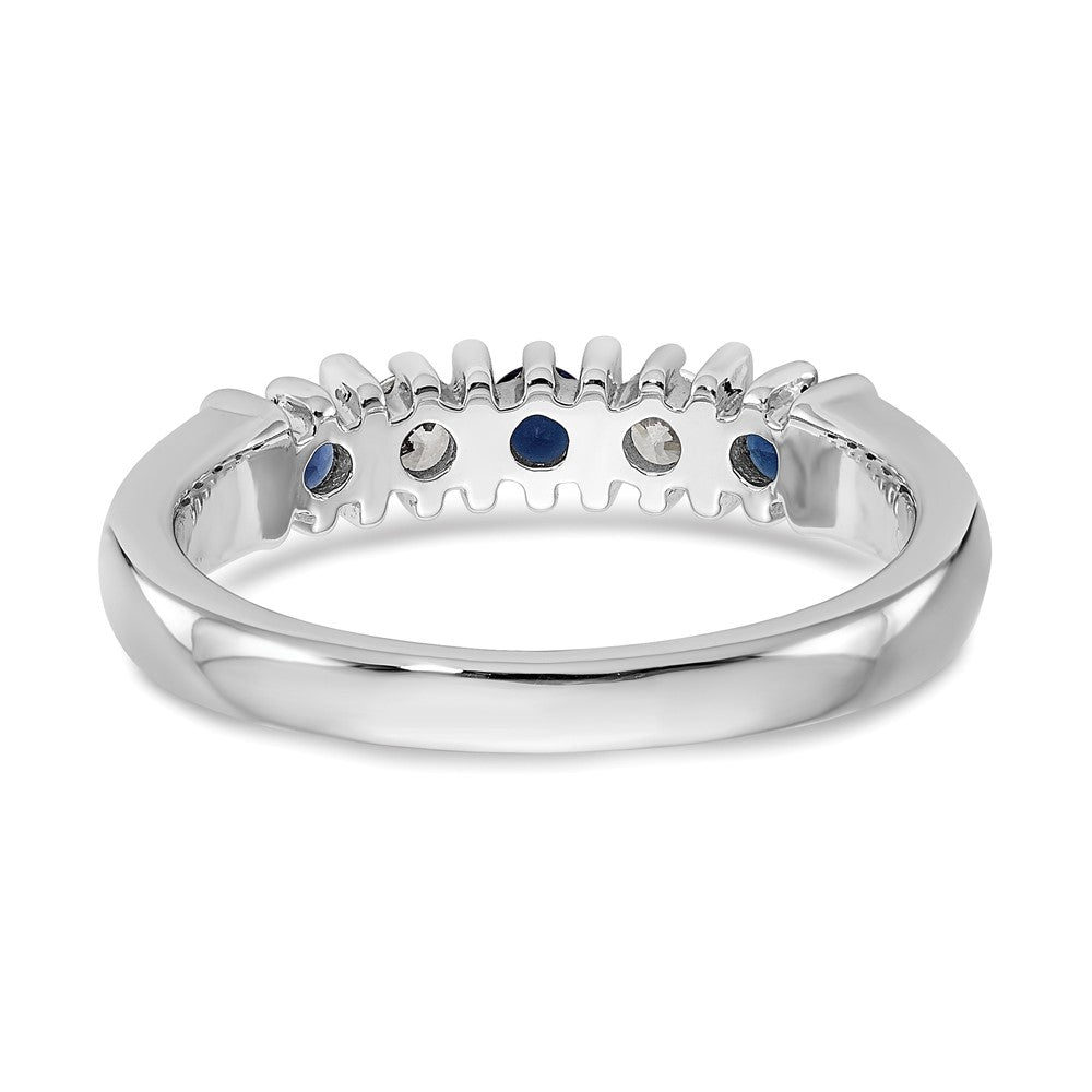 14K Weißgold Echt Diamant mit Saphir Ring