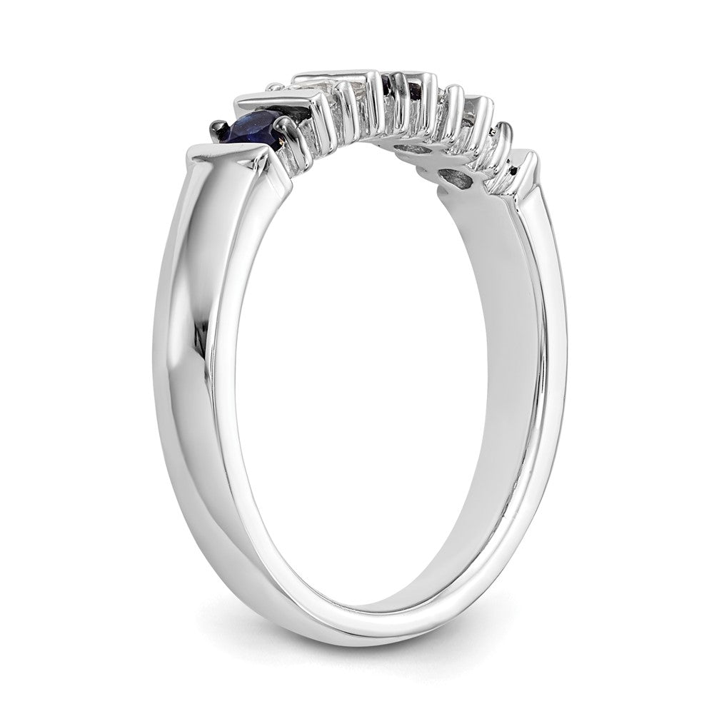 14K Weißgold Echt Diamant mit Saphir Ring