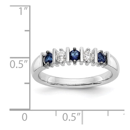 14K Weißgold Echt Diamant mit Saphir Ring