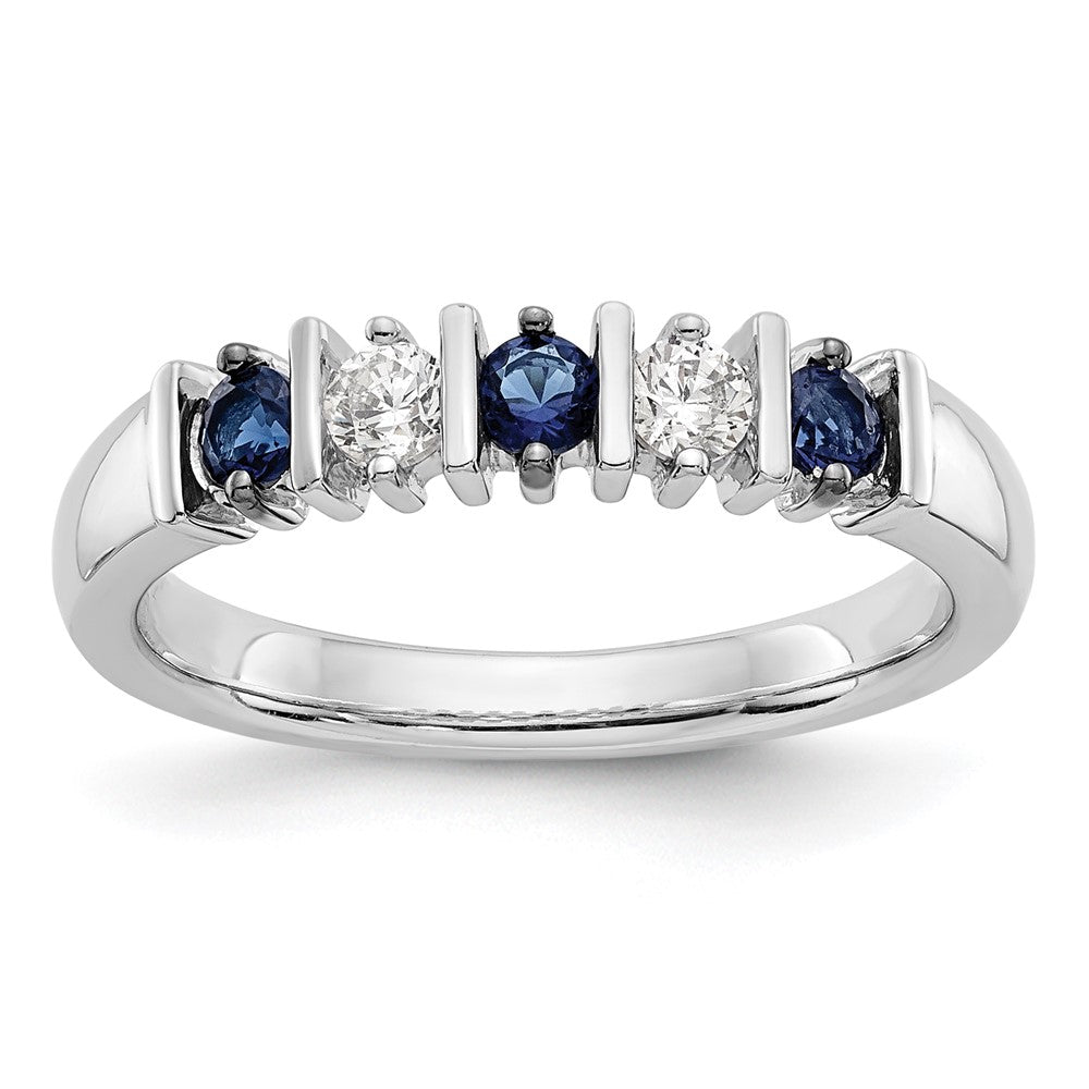 14K Weißgold Echt Diamant mit Saphir Ring