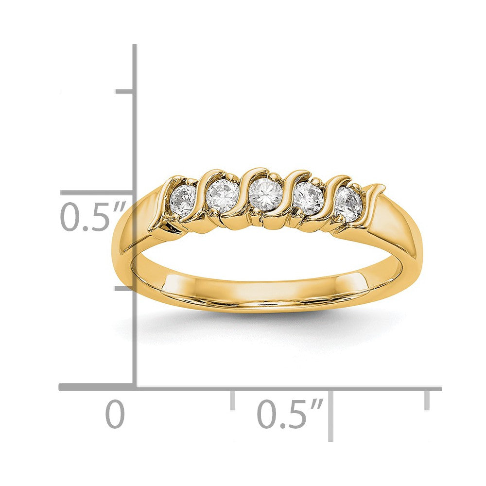 14K Gelbgold Ring mit 5 echten Diamanten