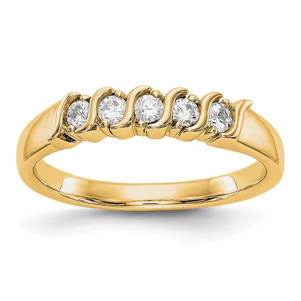 14K Gelbgold Ring mit 5 echten Diamanten