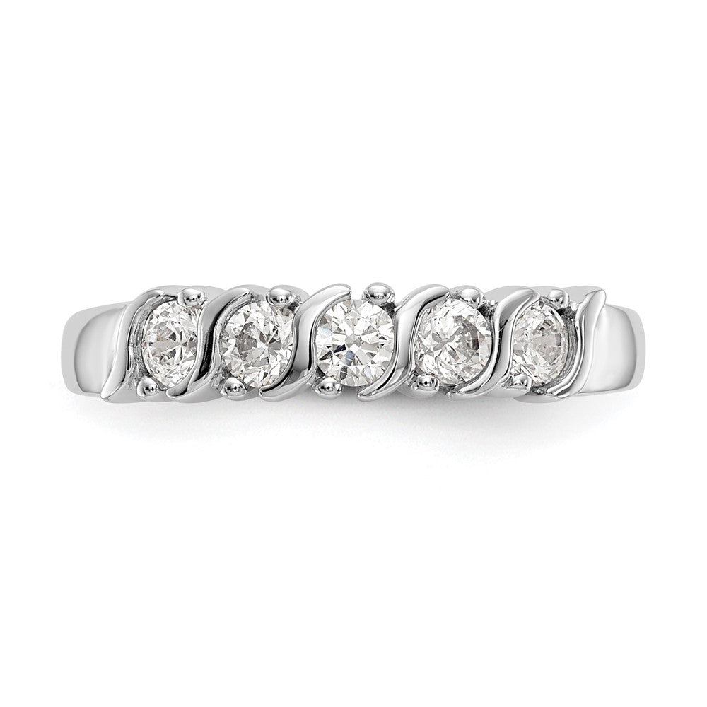 14K Weißgold 5 Stein Krappen Set 1/2 Karat Komplett Rund Diamant Ring