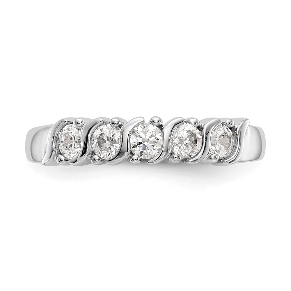 14K Weißgold Ehering mit 5 Diamanten (0,5 ct Gesamtgewicht)