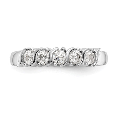14K Weißgold Ehering mit 5 Diamanten (0,5 ct Gesamtgewicht)