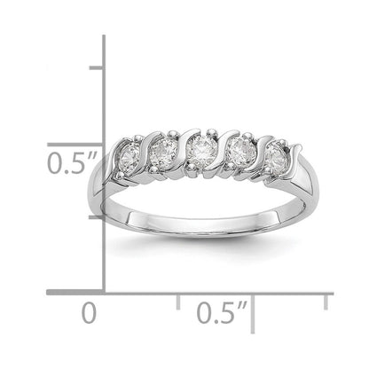 14K Weißgold Ehering mit 5 Diamanten (0,5 ct Gesamtgewicht)