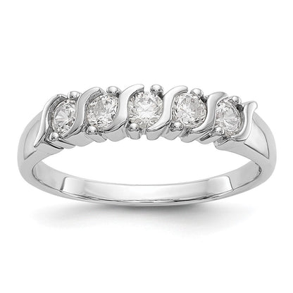 14K Weißgold Ehering mit 5 Diamanten (0,5 ct Gesamtgewicht)