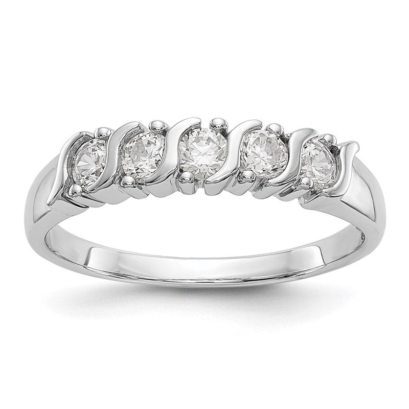 14K Weißgold Ehering mit 5 Diamanten (0,5 ct Gesamtgewicht)