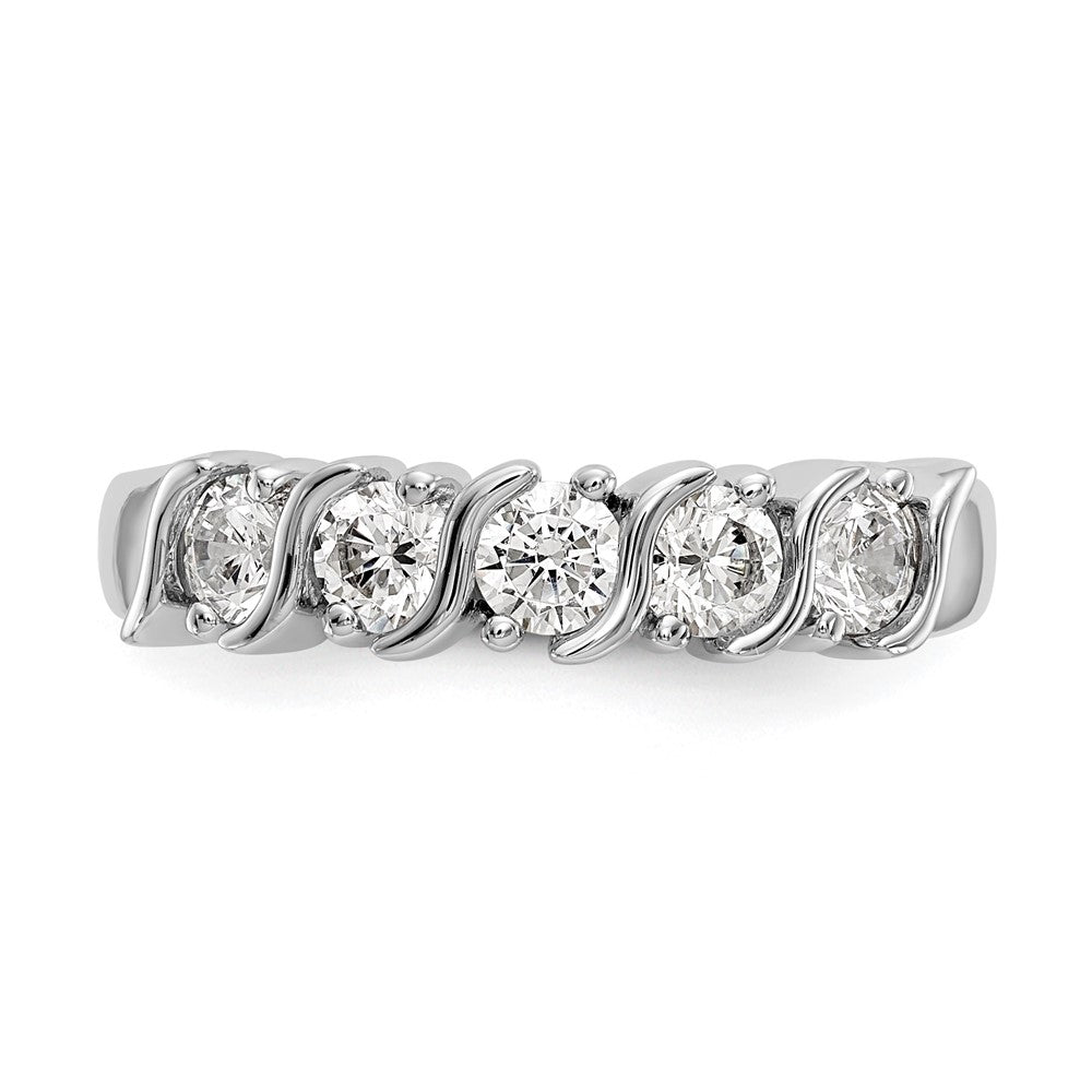 585 Weißgold Fünf-Stein-Ring mit natürlichen Diamanten