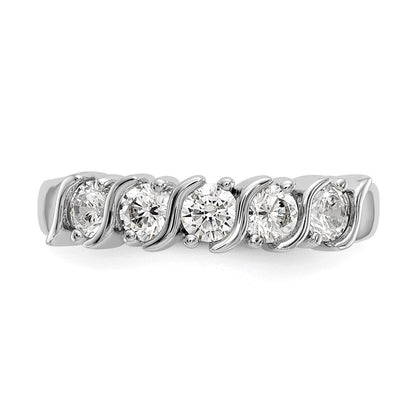 585 Weißgold Fünf-Stein-Ring mit natürlichen Diamanten