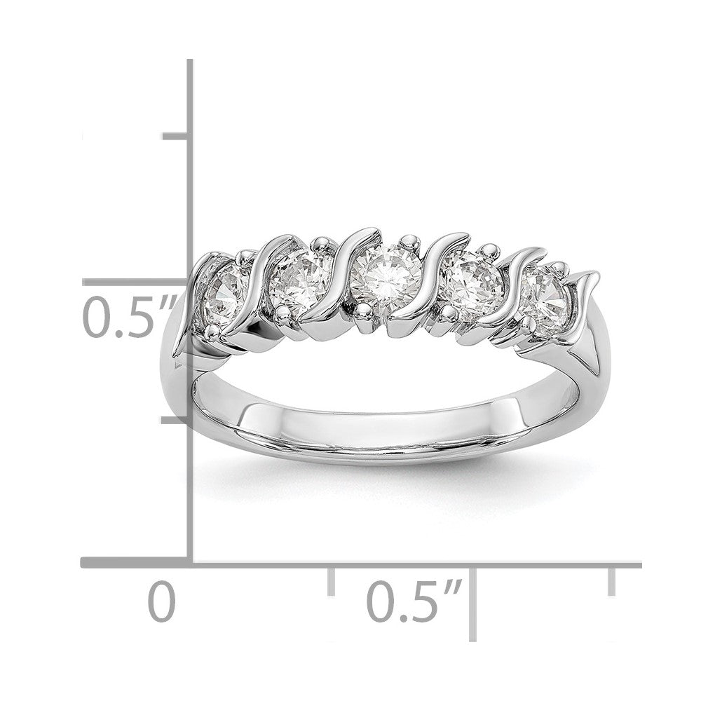14K Weißgold Ehering mit 5 natürlichen Diamanten