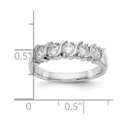 14K Weißgold Ehering mit 5 natürlichen Diamanten