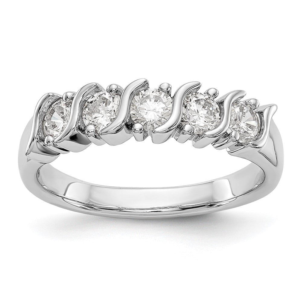14K Weißgold Ehering mit 5 natürlichen Diamanten