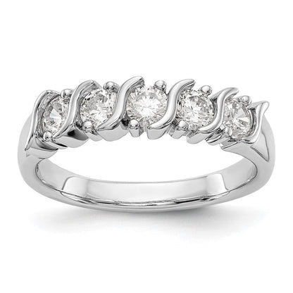 14K Weißgold Ehering mit 5 natürlichen Diamanten