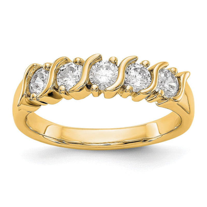 14K Gelbgold 5 Stein Diamant Ring