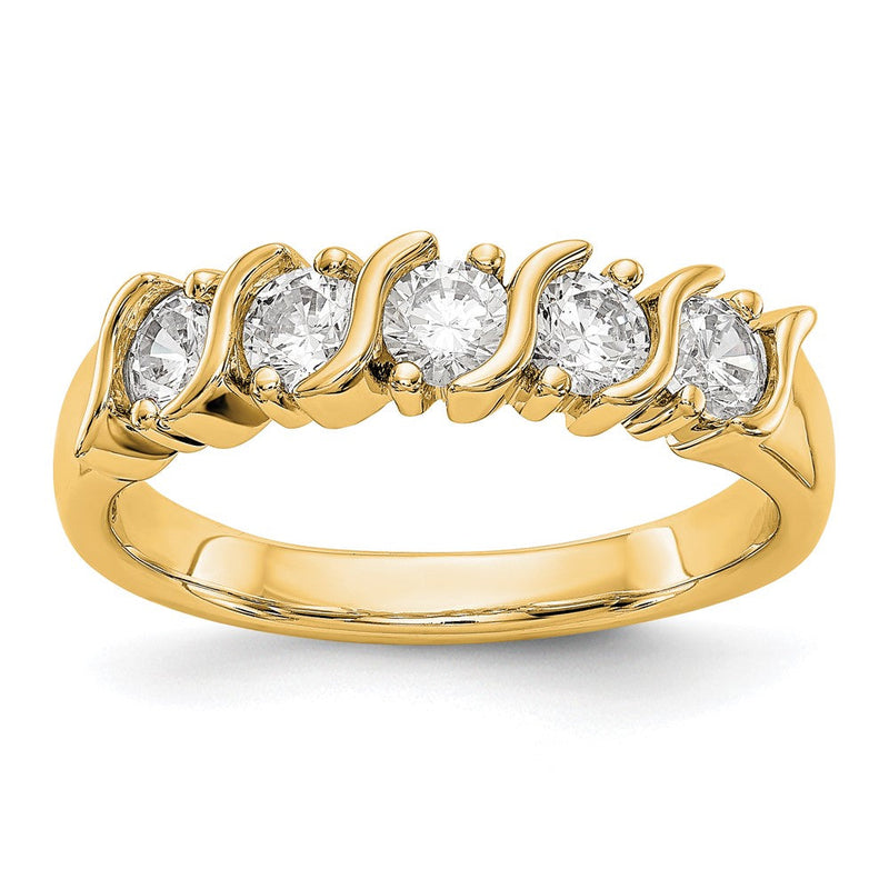 585 Gelbgold Ehering mit 5 natürlichen Diamanten