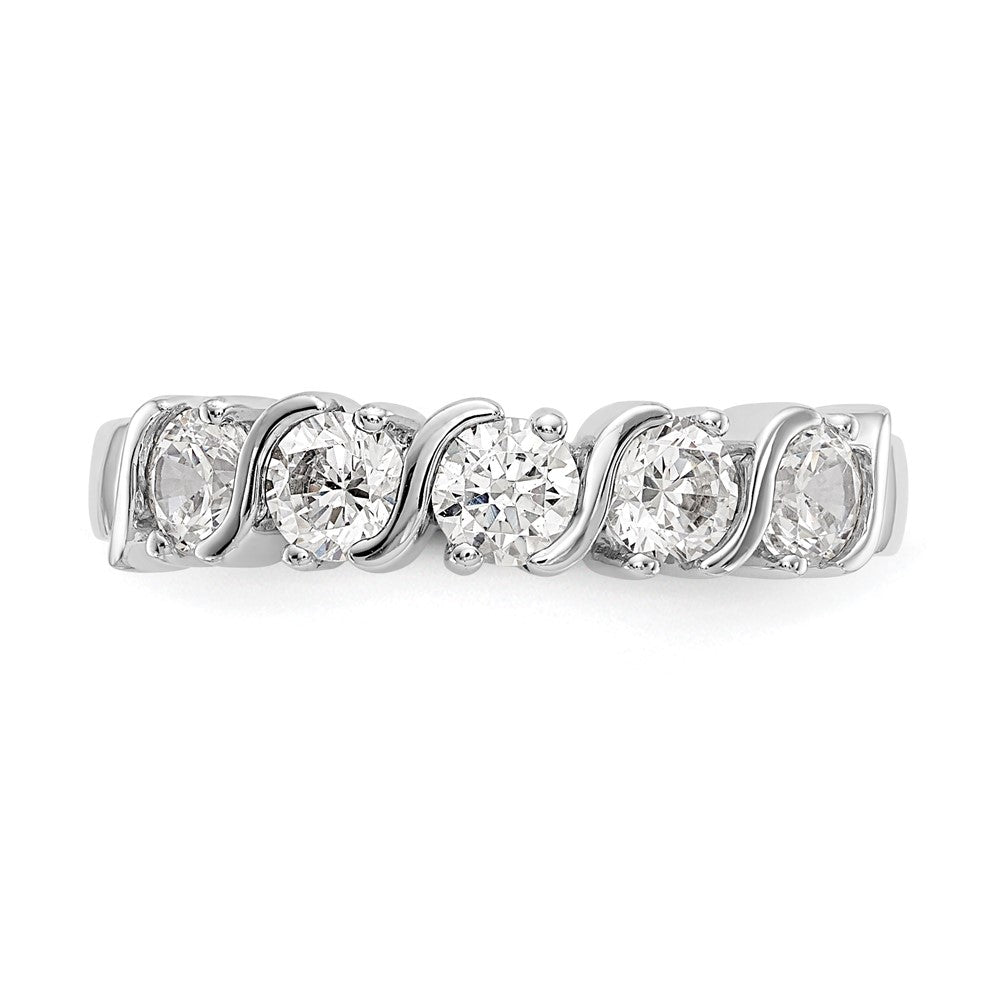 14K Weißgold Ring mit 5 natürlichen Diamanten