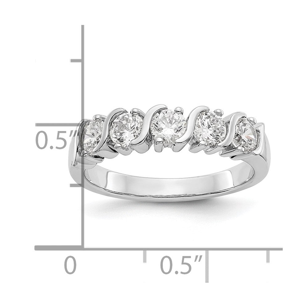 14K Weißgold Ring mit 5 natürlichen Diamanten