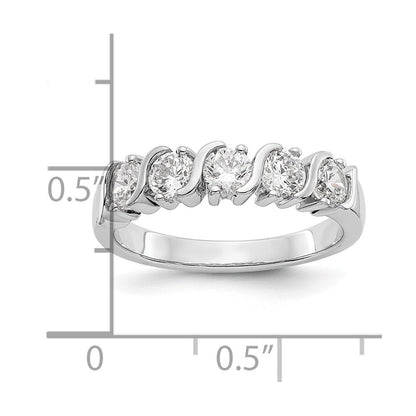 14K Weißgold Ring mit 5 natürlichen Diamanten