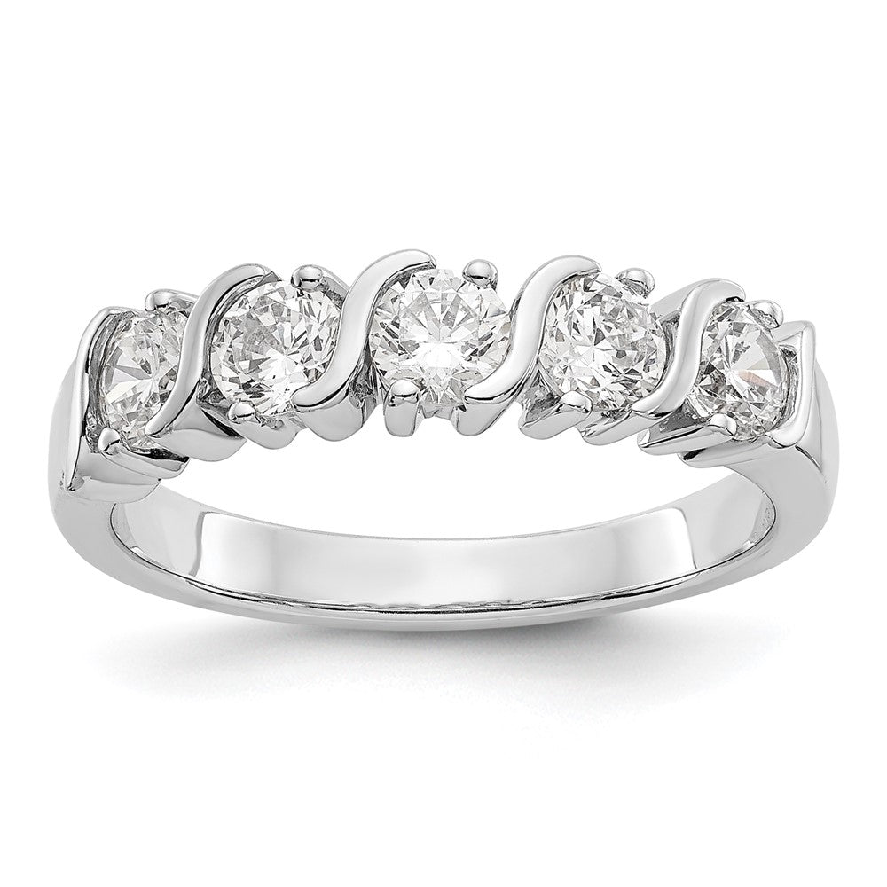 14K Weißgold Ring mit 5 natürlichen Diamanten