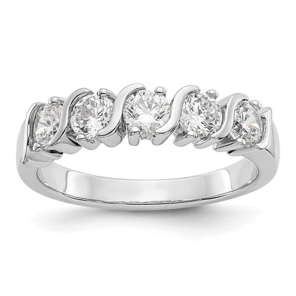 14K Weißgold Ring mit 5 natürlichen Diamanten